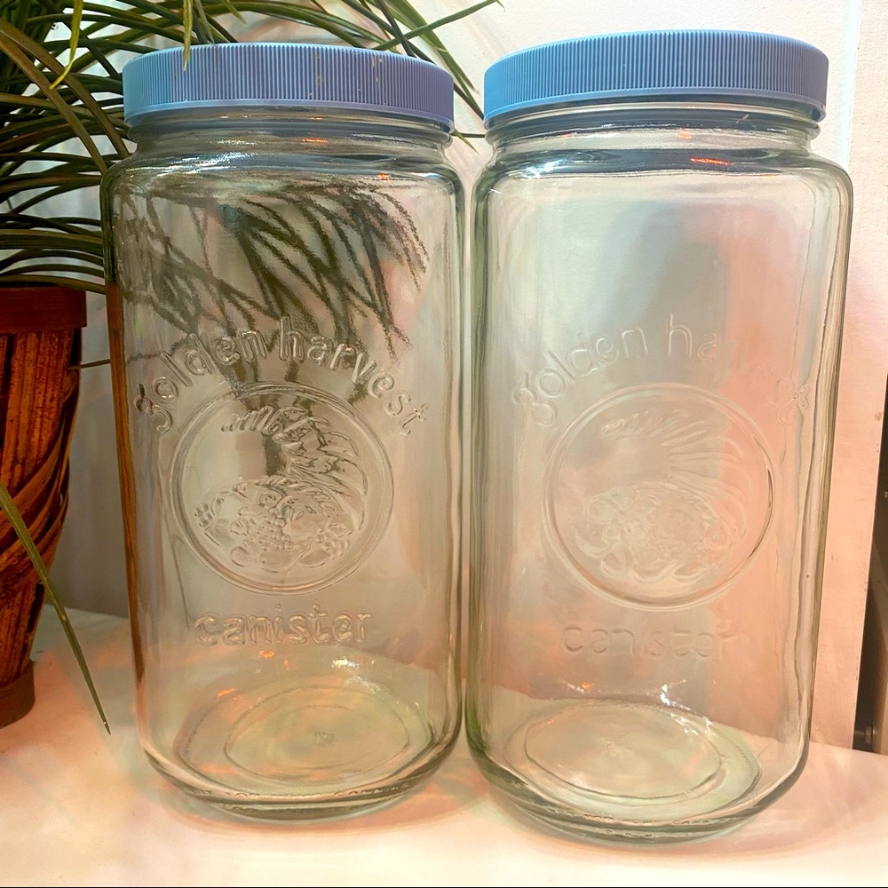 Set/2 Vintage Golden Harvest Canisters